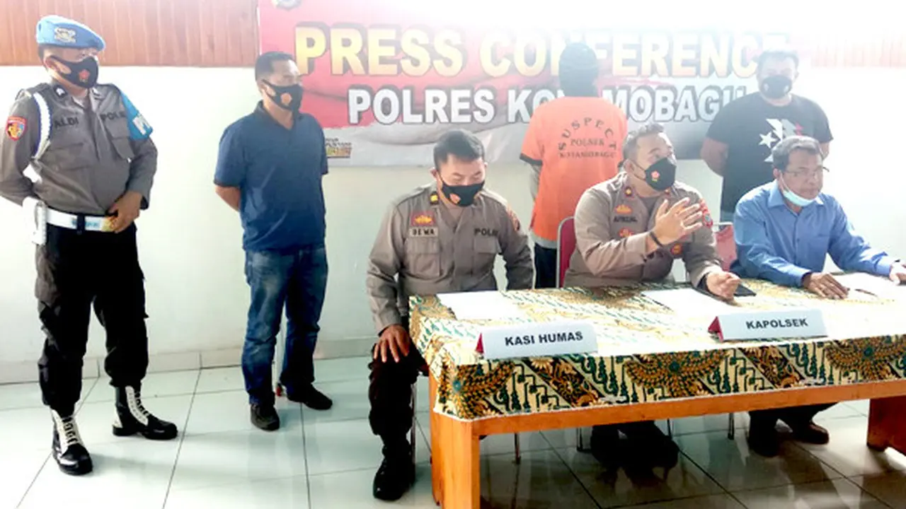 Aparat Polsek Kotamobagu menggelar jumpa pers mengungkap kasus cabul yang terjadi pada seorang gadis belia.
