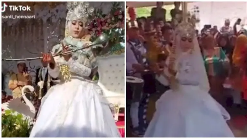 Viral Video Pengantin Wanita Main Mayoret di Acara Pernikahannya, Bikin Heboh