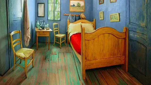Lukisan Van Gogh yang berjudul "The Bedroom" direalisasikan sebagai kamar AirBnb oleh  The Art Institute of Chicago