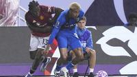 Bek kiri Manchester United,&nbsp;Patrick Dorgu, berhasil mencetak satu gol plus satu assist saat timnya menang 4-1 atas Bournemouth pada laga Premier League Summer Series di Soldier Field, Chicago, Kamis (31/7/2025) malam WIB. (AP Photo/Nam Y. Huh)