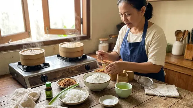 Resep Kue Putu Bambu Rumahan dengan Isian Gula Merah