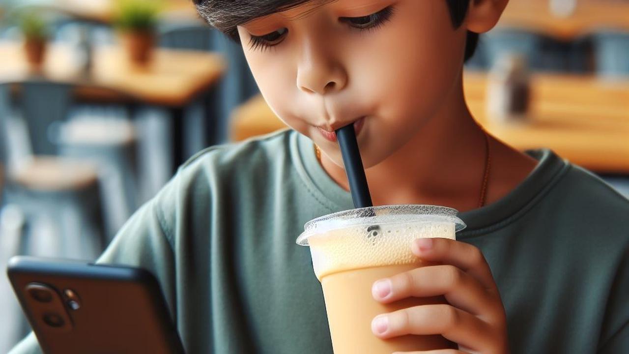 Ilustrasi Anak Minum Minuman Manis