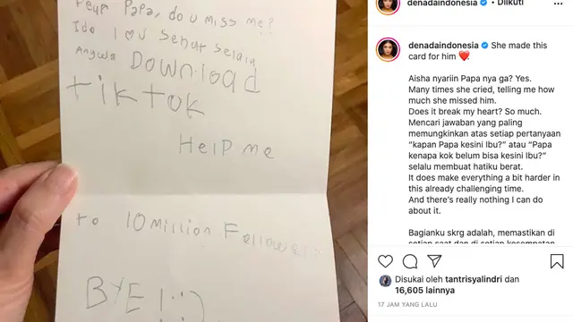 Kartu Ucapan Aisha untuk Jerry Aurum Bikin Hati Denada Hancur
