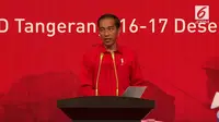 Presiden Joko Widodo (Jokowi) memberi sambutan saat Rapat Koordinasi Nasional (Rakornas) Tiga Pilar Bidang Ekonomi Kerakyatan. (Liputan6.com/Vidio)