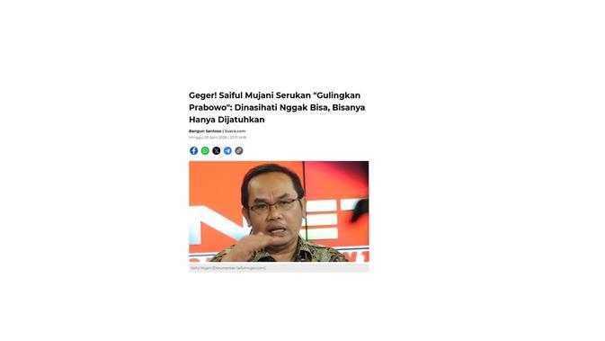 Cek fakta artikel Anies Baswedan serukan untuk gulingkan Presiden Prabowo