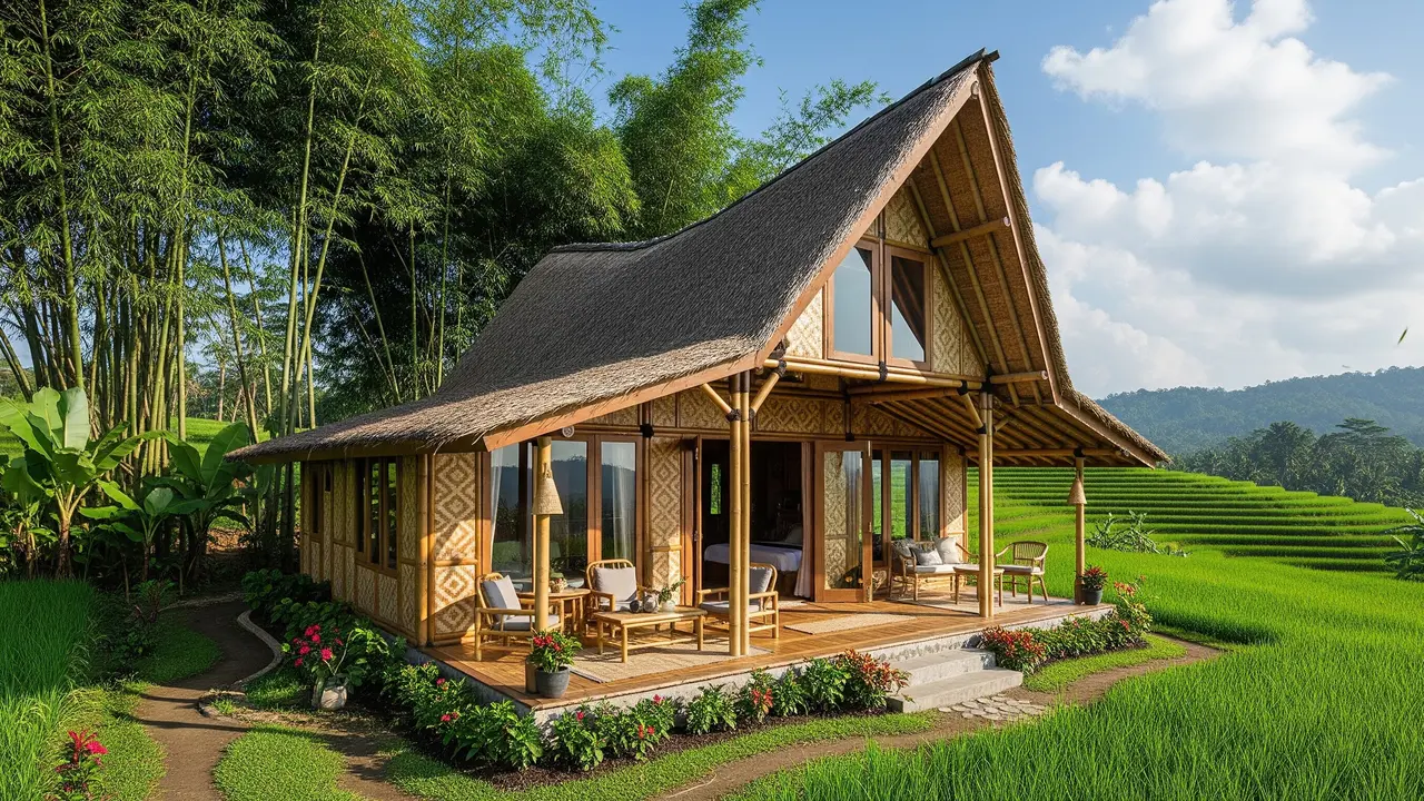 Gambar Desain Rumah Bambu yang Bikin Nyaman Seperti di Villa