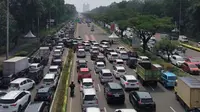 Kemacetan terjadi di Kemayoran Jakarta Pusat imbas adanya acara street race Polda Metro Jaya dan Pekan Raja Jakarta. (Dok IG jktinfo)