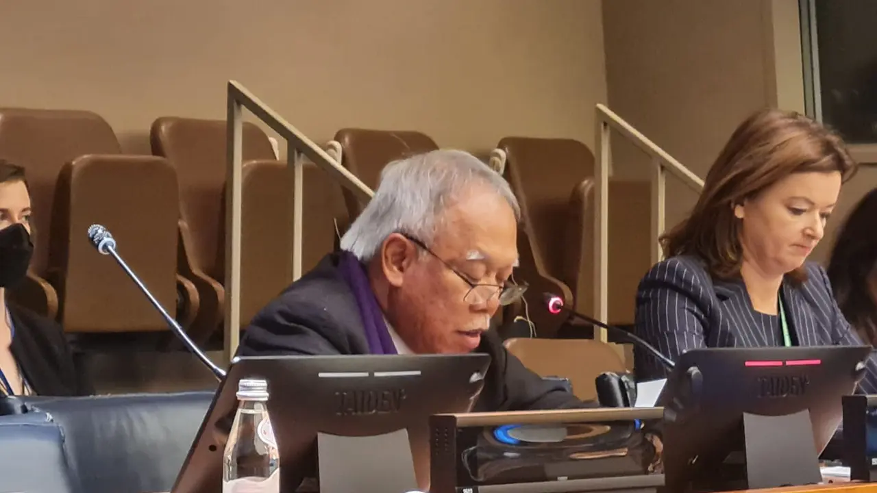 Menteri Pekerjaan Umum dan Perumahan Rakyat (PUPR) Basuki Hadimuljono dalam rangkaian pertemuan UN 2023 Water Conference, atau Konferensi Air PBB 2023 di New York, AS. (Dok Kementerian PUPR)