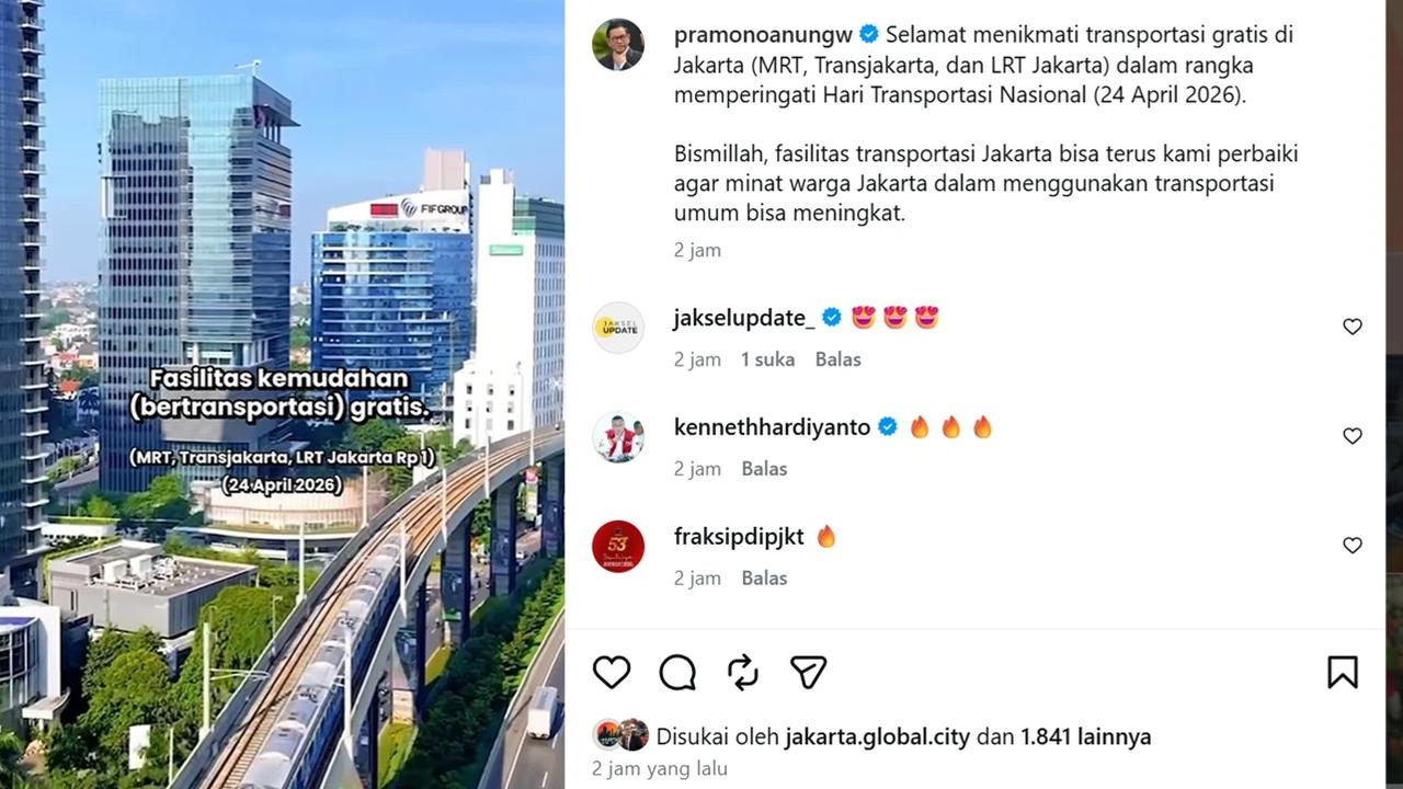 akun instagram Prmaono Anung bebaskan tarif transum