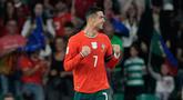 Selebrasi Cristiano Ronaldo dalam laga Kualifikasi Piala Dunia 2026 antara Portugal vs Hungaria, Rabu (15/10/2025).&nbsp;(AP Photo/Armando Franca)