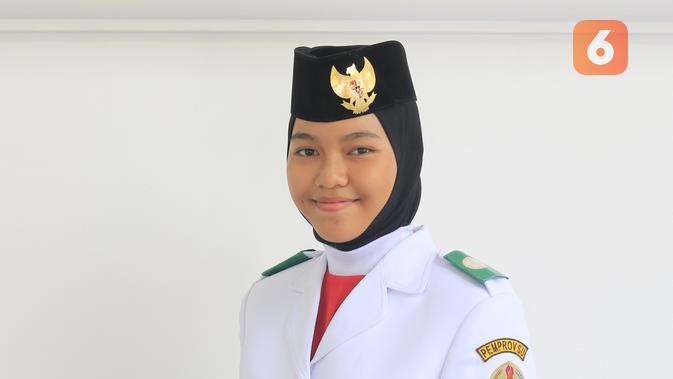 Sylvia Kartika Putri, Paskibraka 2019 Nasional wakil Sumatera Utara, akan melenggang ke Istana Merdeka sebagai petugas pengibar bendera pad HUT ke-75 RI, 17 Agustus 2020. (Foto: Aditya Eka Prawira/Diary Paskibraka LIputan6.com)