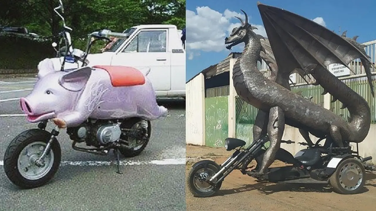 7 Potret Modifikasi Bentuk Sepeda Motor, Dari Babi Hingga Naga