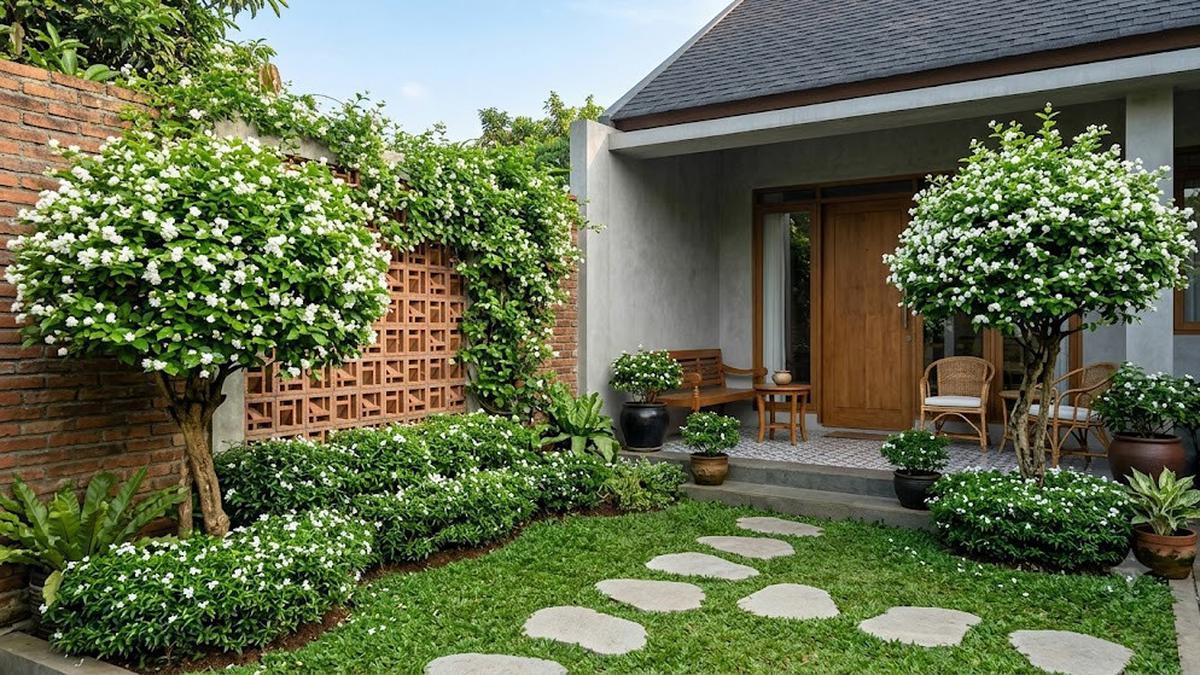 6 Inspirasi Teras Rumah Mungil dengan Pohon Melati Jasmine, Beri Kesan Adem dan Elegan
