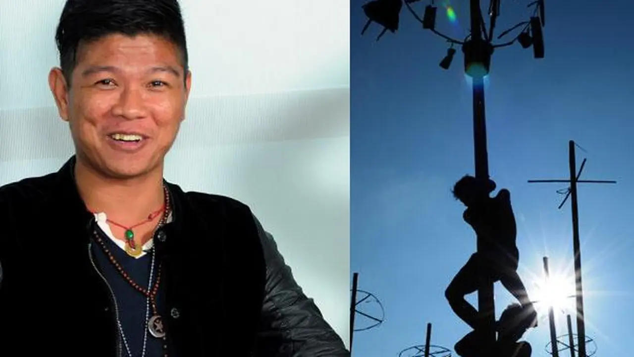Panjat Pinang, Tangan Andhika eks Kangen Band Keseleo