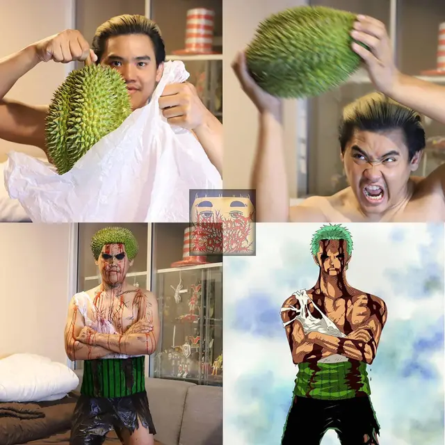 6 Cosplay Low Budget Pakai Nanas dan Durian Ini Absurd Banget