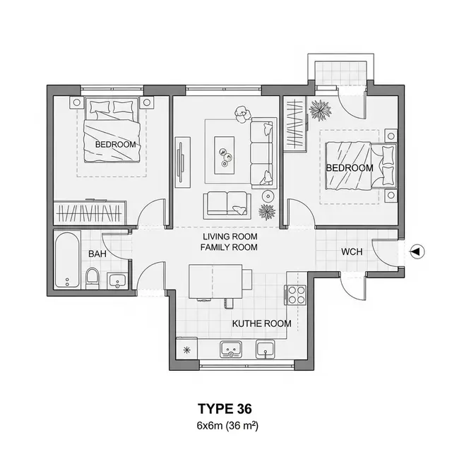 Inspirasi Rumah Kampung Sederhana 2 Kamar dengan Biaya Murah tapi Tetap Terlihat Cantik (Image by Gemini AI)