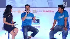 Pemain Belok Kanan Barcelona, Morgan Oey dan Ananta Rispo saat menjadi pembicara dalam acara Emtek Goes To Campus (EGTC) 2018 Di Dome Universitas Muhammadyah Malang, Kamis (27/9). (Liputan6.com/Johan Tallo)