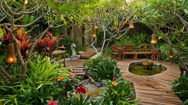 Model Taman Rumah Kecil dengan Air Mancur Mini untuk Suasana Tenang dan Natural/ Ilustrasi Gambar Oleh AI