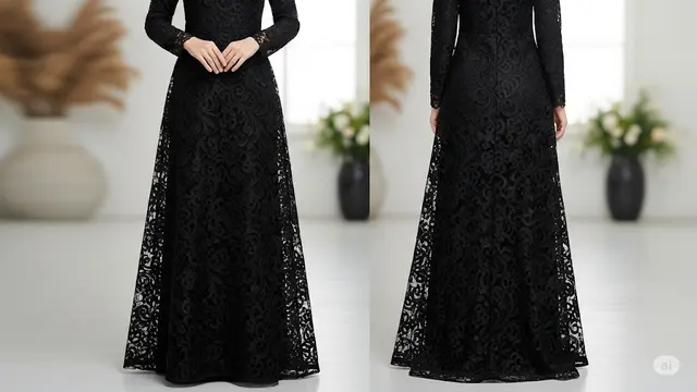 Gamis Brokat Hitam Full Brokat
