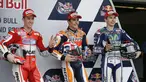 Andrea Davizioso, Marc Marquez, dan Jorge Lorenzo merupakan tiga pebalap yang bakal start terdepan di Circuit of The Americas (COTA), Minggu (12/4/2015). (AP Photo/Tony Gutierrez) 