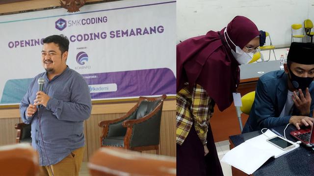 Aktivitas belajar mengajar Alkademi lewat program SMK Coding dan Lailatul Coding (Dok. Microsoft)