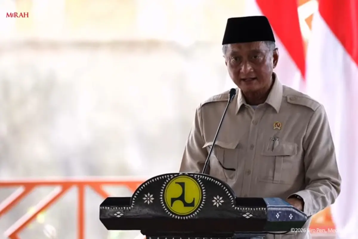 Menteri Pekerjaan Umum, Dody Hanggodo dalam Peresmian Lima Bendungan, di Bendungan Meninting, Lombok Barat, Nusa Tenggara Barat, Jumat (10/7/2026). (Liputan6.com/Arief)