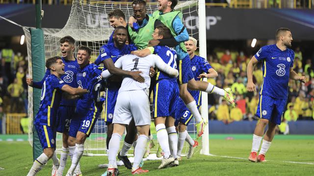 Kepa Arrizabalaga menjadi pahlawan Chelsea dalam babak adu penalti ketika mengalahkan Kepa Arrizabalaga pada Piala Super Eropa di Windsor Park, Belfast, Irlandia Utara, Kamis (12/8/2021) dini hari WIB.