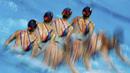 Tim renang indah putri Kanada beraksi di nomor team free final renang indah Kejuaraan Dunia Akuatik 2015 di Kazan, Rusia. (31/7/2015). (Reuters/Michael Dalder)