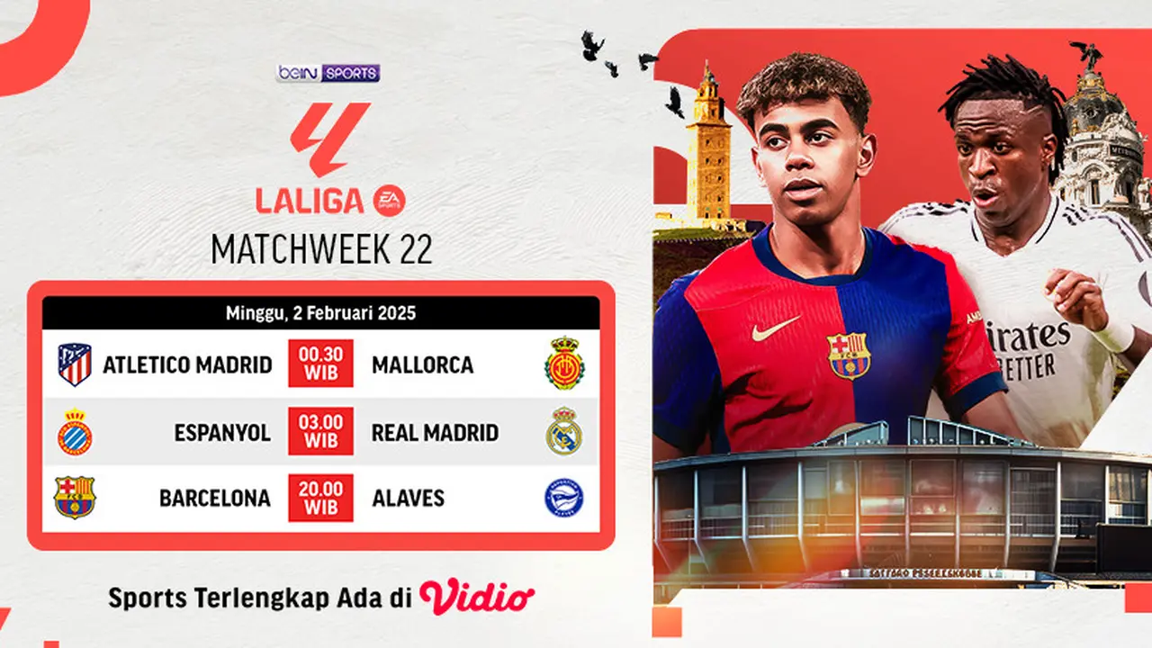 Jadwal Liga Spanyol 2024/2025 Matchweek 22