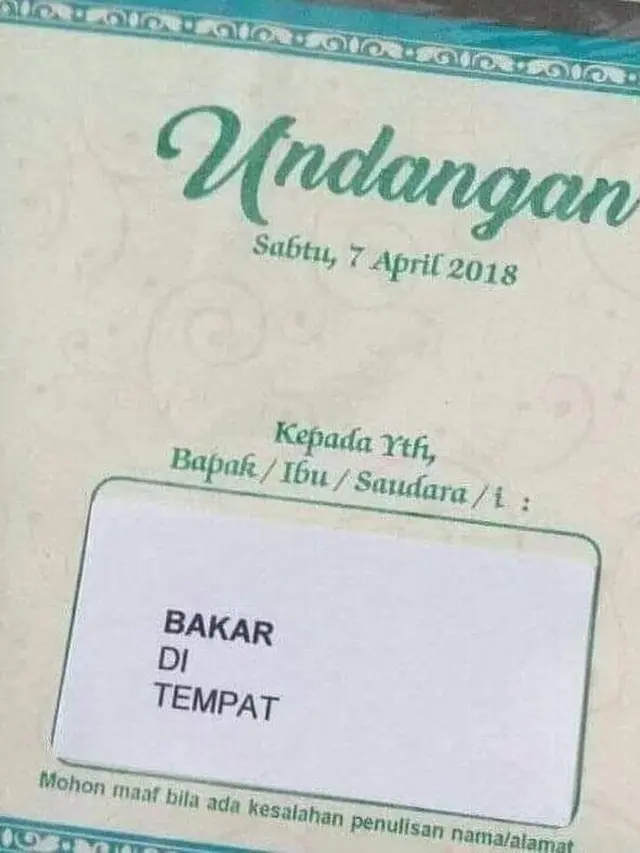 10 Potret Nama Lucu di Undangan Nikah Ini Bikin Senyum Sendiri