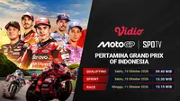 Nonton MotoGP Pertamina Grand Prix of Indonesia 2026: Qualifying, Sprint, dan Race di Vidio