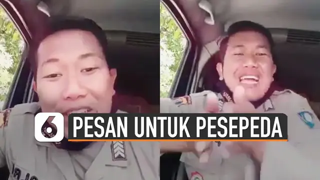VIDEO: Kocak, Polisi Ini Beri Pesan pada Pesepeda
