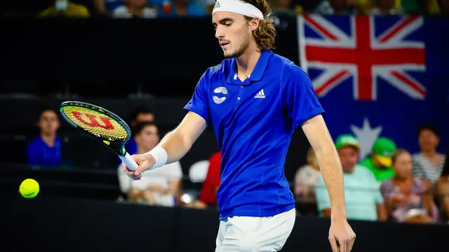 Stefanos Tsitsipas saat tampil di ATP Cup 2020