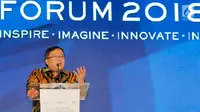 Menteri PPN / Kepala Bappenas, Bambang Brodjonegoro memberikan sambutan pada Indonesia Development Forum (IDF) 2018 di Jakarta, Selasa (10/7). IDF 2018 mengusung tema sejalan dengan agenda Nawa Cita Presiden Jokowi. (Liputan6.com/HO/Bappenas)