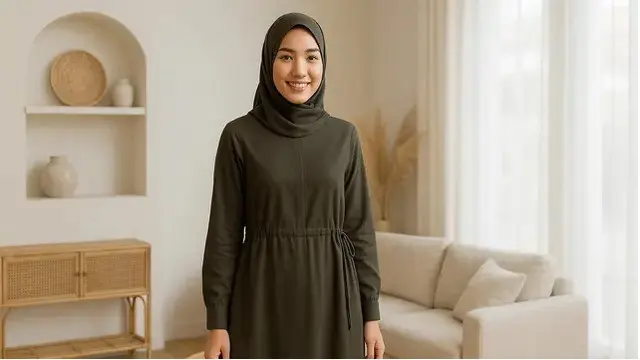 7 Model Gamis Tali Serut Pinggang yang Modis dan Nyaman, Cocok untuk Segala Aktivitas (sumber:AI)