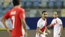 Tiga gol Peru dicetak Gianluca Lapadula pada menit ke 21 dan 40 lalu Yoshimar Yotun pada menit ke 80. (AP/Andre Penner)