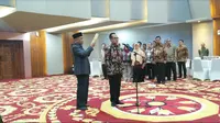 Menteri Koordinator bidang Perekonomian Darmin Nasution melantik Susiwijono Moegiarso menjadi Sekretaris Menteri Kemenko Perekonomian (Foto:Merdeka.com/Anggun P.Situmorang)