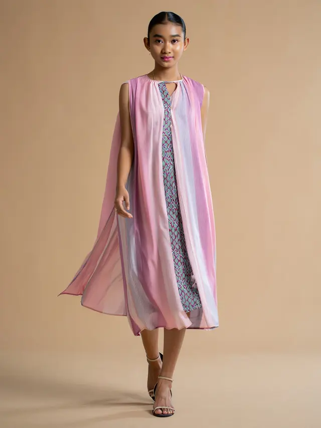 Model Batik Wanita Cape Kombinasi Chiffon Pastel