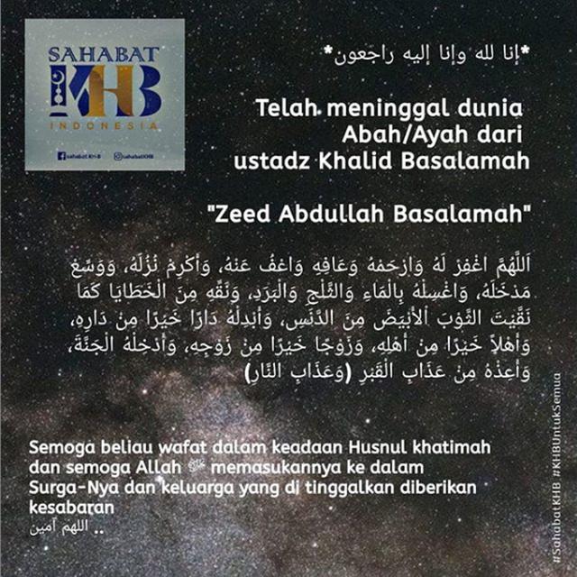 Ayah Ustaz Khalid Basalamah meninggal dunia karena Corona Covid-19