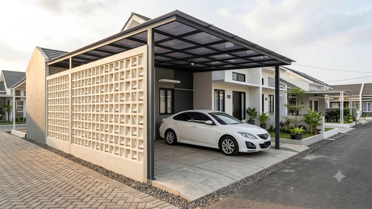 7 Model Carport untuk Rumah Type 36 dengan Dinding Roster, Padukan Fungsi dan Estetika