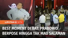 Debat panas terjadi antara ketiga capres saat debat ketiga pemilu 2024, Minggu malam. Sejumlah momen menarik terjadi. Di antaranya saat Prabowo berpose ketika Anies menyindir besarnya lahan tanah yang dimilikinya. Momen menarik lainnya saat usai deba...