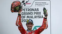 Kemenangan di GP Malaysia 2024 juga menjadi rekor terbaik Francesco Bagnaia sepanjang karier balapannya. (Lillian SUWANRUMPHA/AFP)