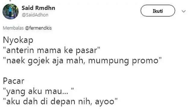 ibu vs pacar (foto: @SaidAdhon)