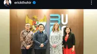 Menteri BUMN Erick Thohir telah menjalin pertemuan dengan bos Vale Base Metals (VBM). Erick juga sekaligus bertemu dengan Bos Vale Indonesia. Lantas, apa yang dibahas? (Sumber: Instagram @erickthohir)