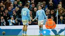 Tiga gol Phil Foden (45+1', 62', 69') membungkam perlawanan Aston Villa. (AP Photo/Dave Thompson)