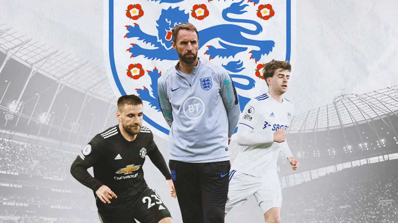 Ilustrasi - Luke Shaw, Gareth Southgate, Patrick Bamford