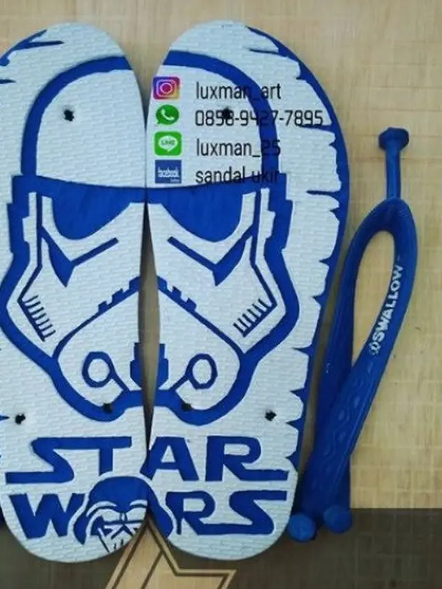 Sandal jepit dengan ukiran keren (foto: Instagram/@luxman_art)