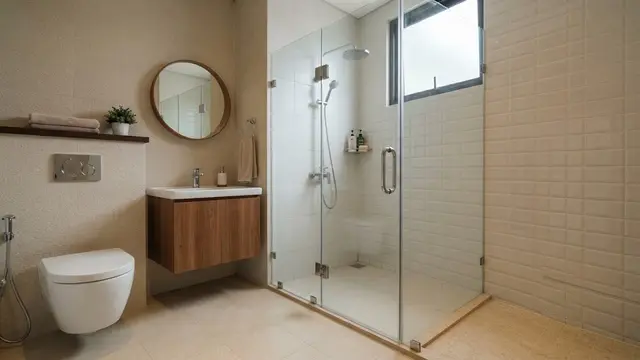 Pintu Kaca Tempered Frameless Kamar Mandi