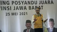 Gubernur Jabar Ridwan Kamil saat meluncurkan Pendamping Posyandu Juara di Horison Green Forest Lembang, Kabupaten Bandung Barat, Selasa (25/5/2021). (Foto: Yogi P/Biro Adpim Jabar)