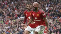 Bryan Mbuemo merayakan gol pada laga MU vs Burnley pada pekan ke-3 Premier League 2025/2026 -&nbsp;AP Photo/Ian Hodgson